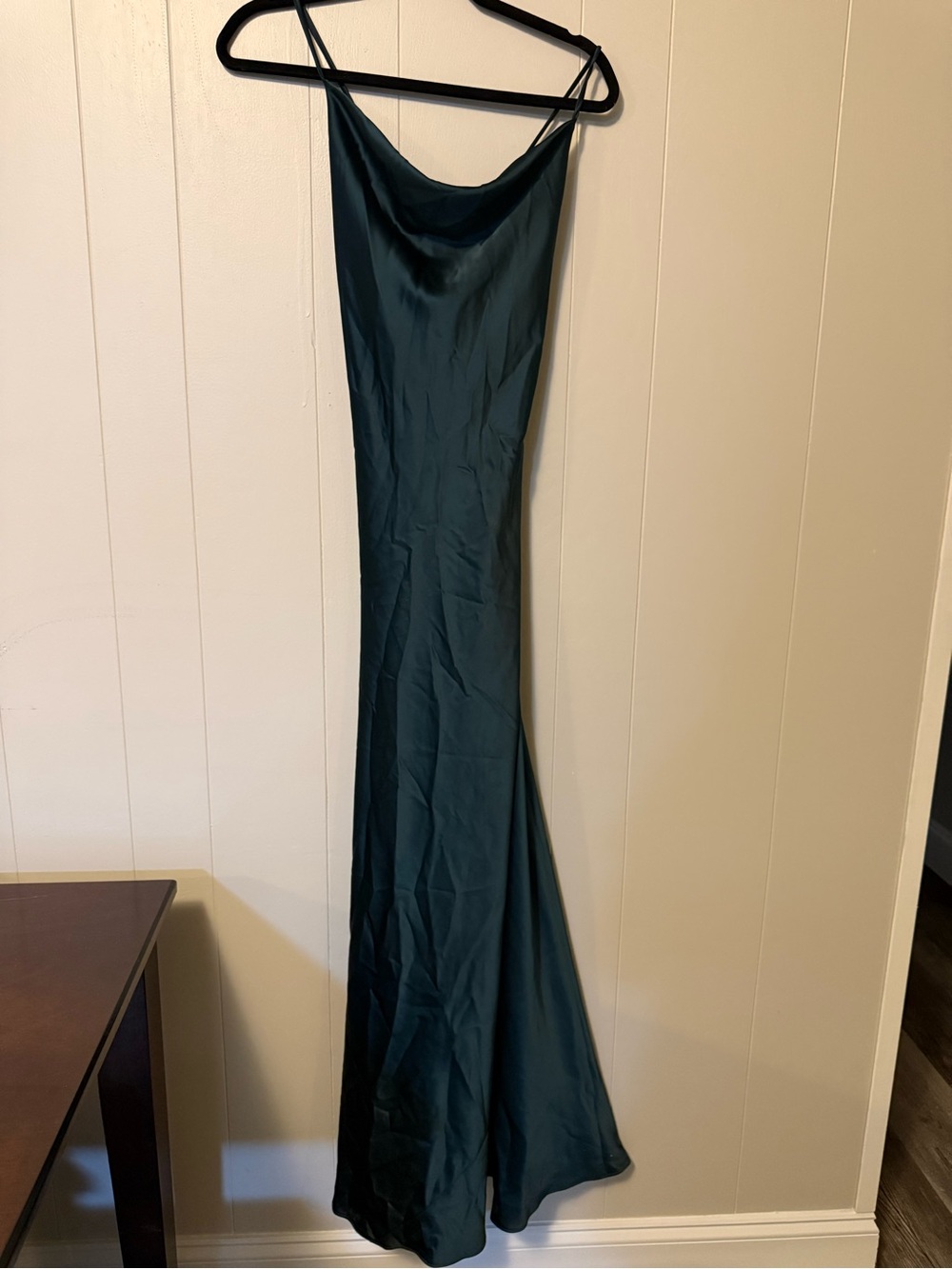 Sleeveless Satin Slip Dress in Deep green